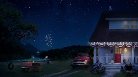 Memorial Day 🇺🇸 USA Patriotic Fireworks ✨💫 Summer Night Farm House Ambience