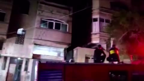 Flames billow from Gaza Strip apartment building