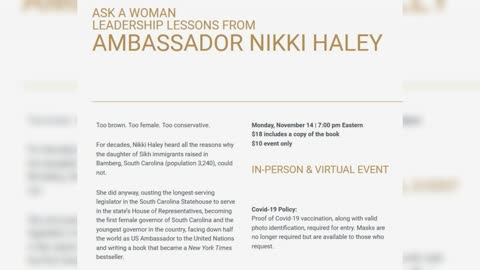 Expose Nikki Haley, the Controlled Opposition! She doesn't allow the unvaxed to join her event