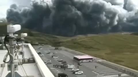 eruption of Mount Aso, Japan