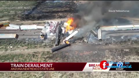 AZ-NM_ Train Carrying Gasoline & Propane Derails - Hazmat, Evacuations, Closes I-40