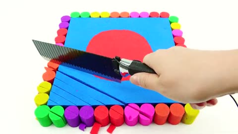 Satisfying video / How to rainbow building cake from kinetic sand