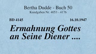 BD 4145 - ERMAHNUNG GOTTES AN SEINE DIENER ....