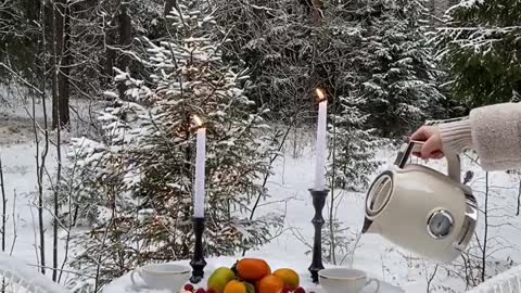 Winter romantic breakfeast