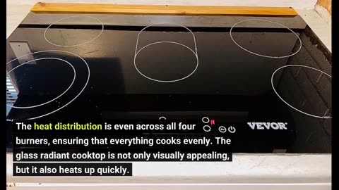 VEVOR Built in Electric Stove Top, 24 inch 4 Burners, 240V Glass Radiant Cooktop with Sensor Touch