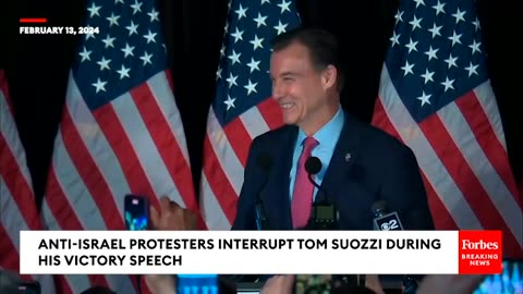 Tom Suozzi's Victory Speech Interrupted By Anti-Israel Protesters | Forbes News