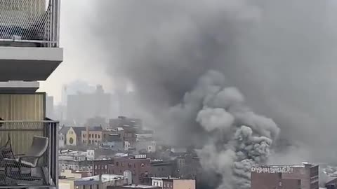 BREAKING: Massive smoke after fire reported at Lumber Storage in Williamsburg, Brooklyn.