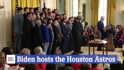 WATCH: Biden Hosts Houston Astros At The White House, Jokes About Being 'Past His Prime'