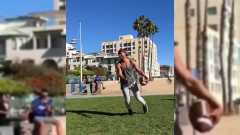 Acrobatic Tricks With A Rugby Ball