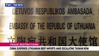 CHINA SUSPENDS LITHUANIAN BEEF IMPORTS AIMED ESCALATING TAIWAN ROW