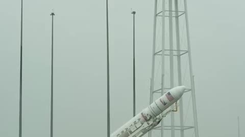 Antares Rocket raised on launch pad
