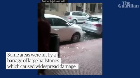 North-eastern Spain hit by barrage of large hailstones