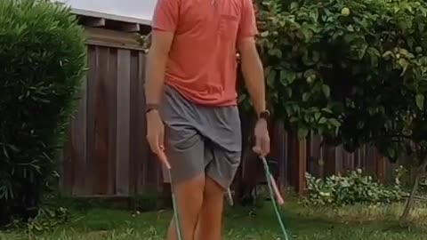 Blindfolded Guy Shows off Cool Jump Rope Tricks