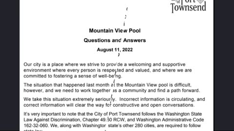 Port Townsend City Manager John Mauro Justifies Directive for Police to Watch Women, Lesbians, Elders Assaulted. Port Townsend City Manager John Mauro Says that a Question and Answer Page on the City’s Website is what Justifies his Directive for the Por