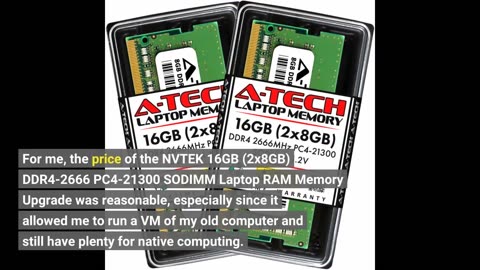 NVTEK 16GB (2x8GB) #DDR4-2666 PC4-21300 SODIMM Laptop RAM-Overview