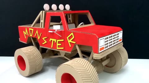 How to make monster truck from card board // monster truck craft at home