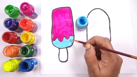 ice-cream drawing and coloring for nursery kids