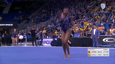 UCLA gymnast Nia Dennis' incredible floor exercise shows off her power and energy