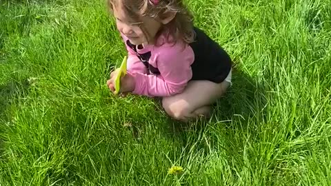 Baby playing in the grass