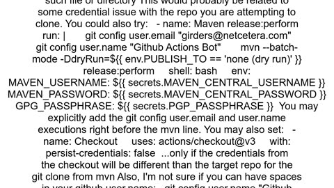 Github Actions Could not read Username for 39httpsgithubcom39 when mavenreleaseplugin runs releasep