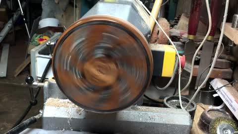 woodturning a pewter shavings dish17