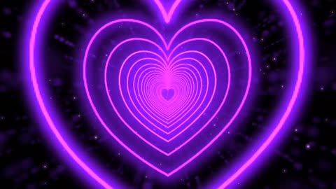 733. Neon Heart Tunnel Bg Animation Beautiful💜Purple Heart Background Neon Lights Love [2Hours]