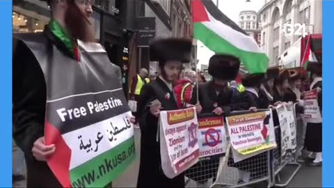 Pro-Palestinian activists rally in London.