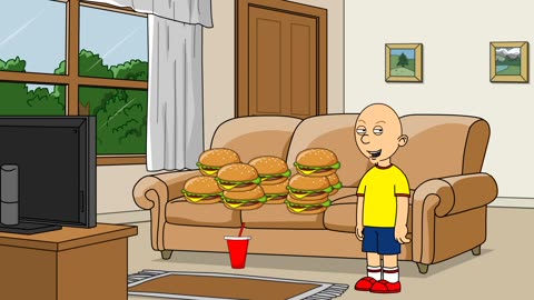 Caillou orders and eats 11 cheeseburgers