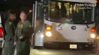 EL PASO- Border Patrol agents block the press from filming as they load illegals onto busses