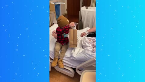 Toddler meets newborn little brother in adorable moment