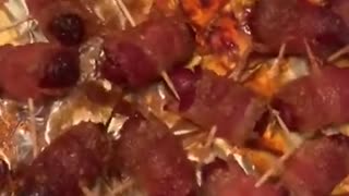 Bacon Wrapped Little Smokies in the Oven with brown Sugar