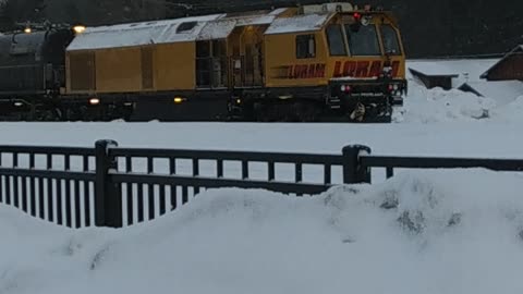 Cool Grinder Train in Truckee Rail Yard Snow Storm