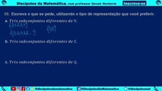 Em casa 08 - Escreva os subconjuntos que se pede - Discípulos da matemática