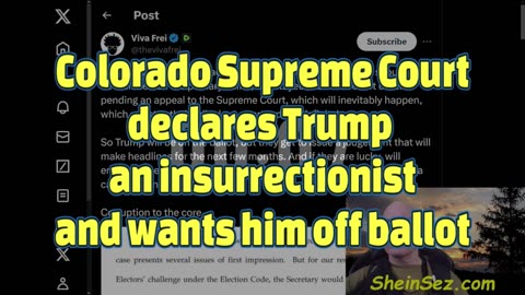 Colorado Supreme Court declares Trump an insurrectionist and wants him off ballot-SheinSez 387