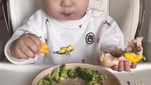 Baby with good appetitte