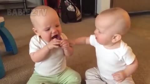 Funniest TWIN Baby Girls Fighting Over Pacifier