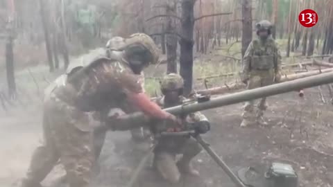 Image of the invaders being shelled from a wooded area with mortar fire