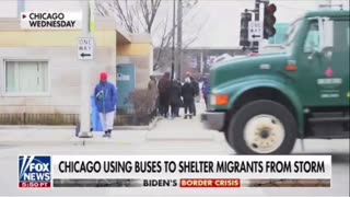 Chicago uses buses to shelter migrants from storm