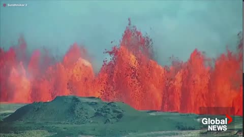 "Curtain of fire": Iceland volcano erupts, spewing fountains of lava into air