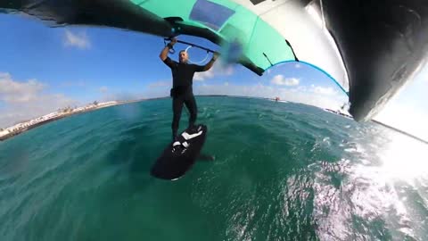 Guy Lifted Too Much and Stopped Dead Sending Rider Face First Into the Sea While Wing Foiling
