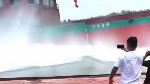 Giant ship launching to water 🚢 🌊 - asmr videos