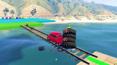 GTA V New Epic Parkour Race For Car Racing Challenge by Cars and Motorcycle, Founded Spider Shark9