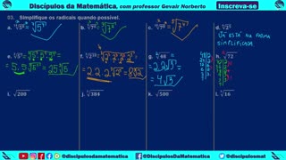 Em casa 03) Simplifique os radicais quando possível - Discípulos da matemática