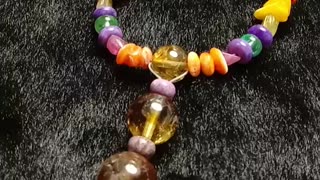 Spiny oyster amber Charoite Tourmaline Rubellite Apyrite Citrine jasper Necklace01