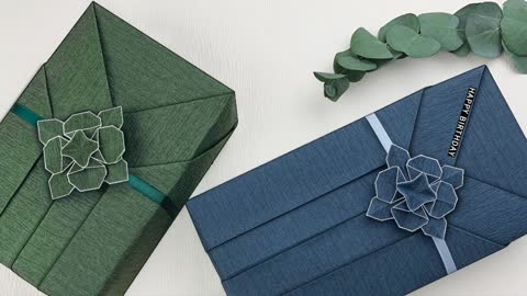 DIY Gift Wrapping - Long Gift Box Packaging With Flower Origami Tutorial
