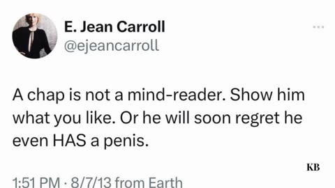 E Jean Carrol Tweets She is one Sick Puppy