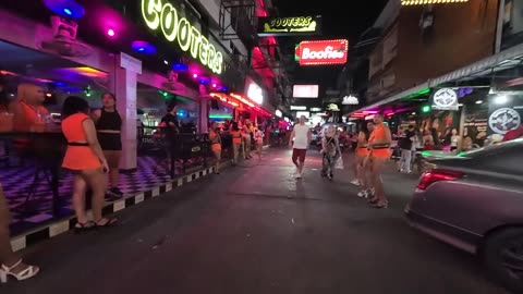 Pattaya night life and walking in thailand streets