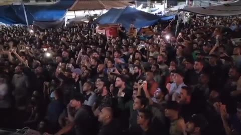 Gaza this evening near the Shifa hospital. Public screening of video clips showing