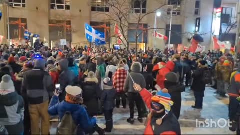 The crowd was just maced. Truckers Freedom Convoy 2022 In Ottawa, Canada Feb 19