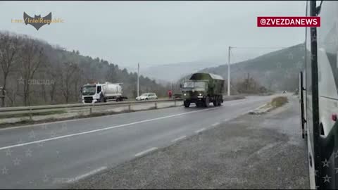 Footage shows Serbian military equipment heading toward border with Kosovo